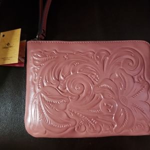 Patricia Nash Leather Tooled Floral Cassini Wristlet ~ Old Rose Color ~ P349244